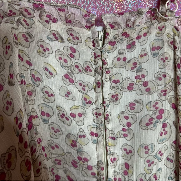 Tripp NYC Daang Goodman Chiffon Lace Tie Back Skull Frilly Layered Sun Dress y2k - Picture 6 of 10